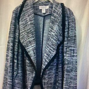 Rachel Zoe Black and White Tweed Draped Blazer